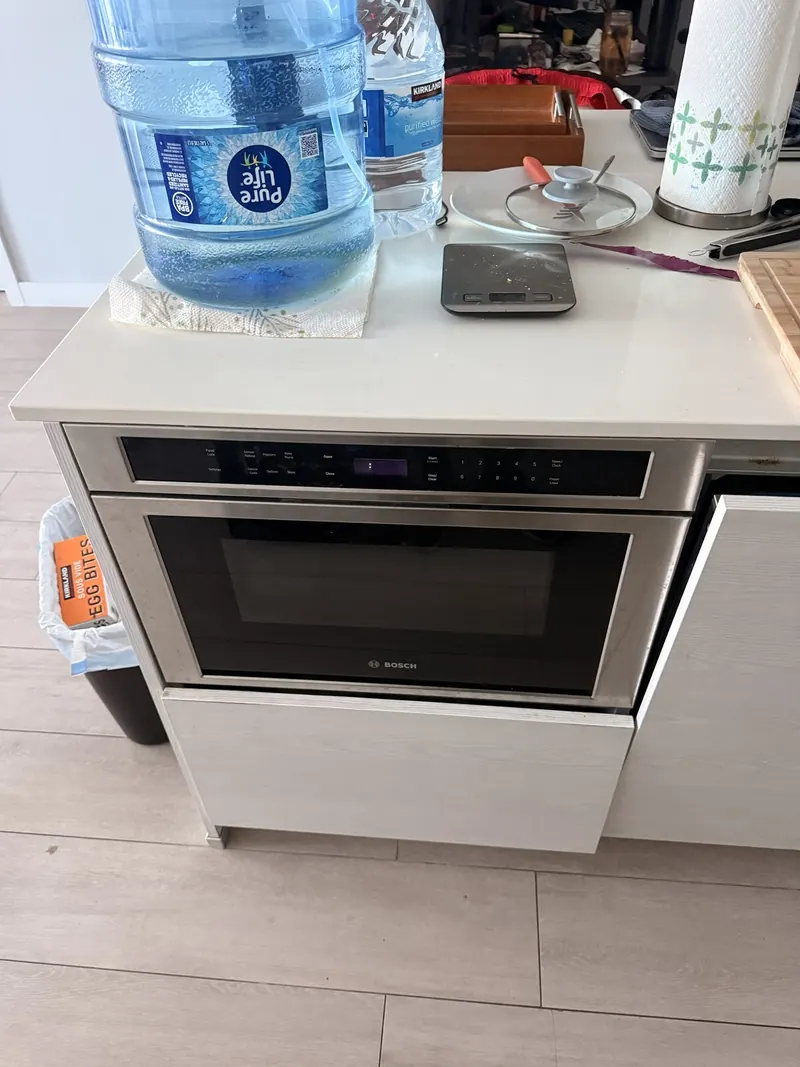Bosch microwave drawer in a kitchen island