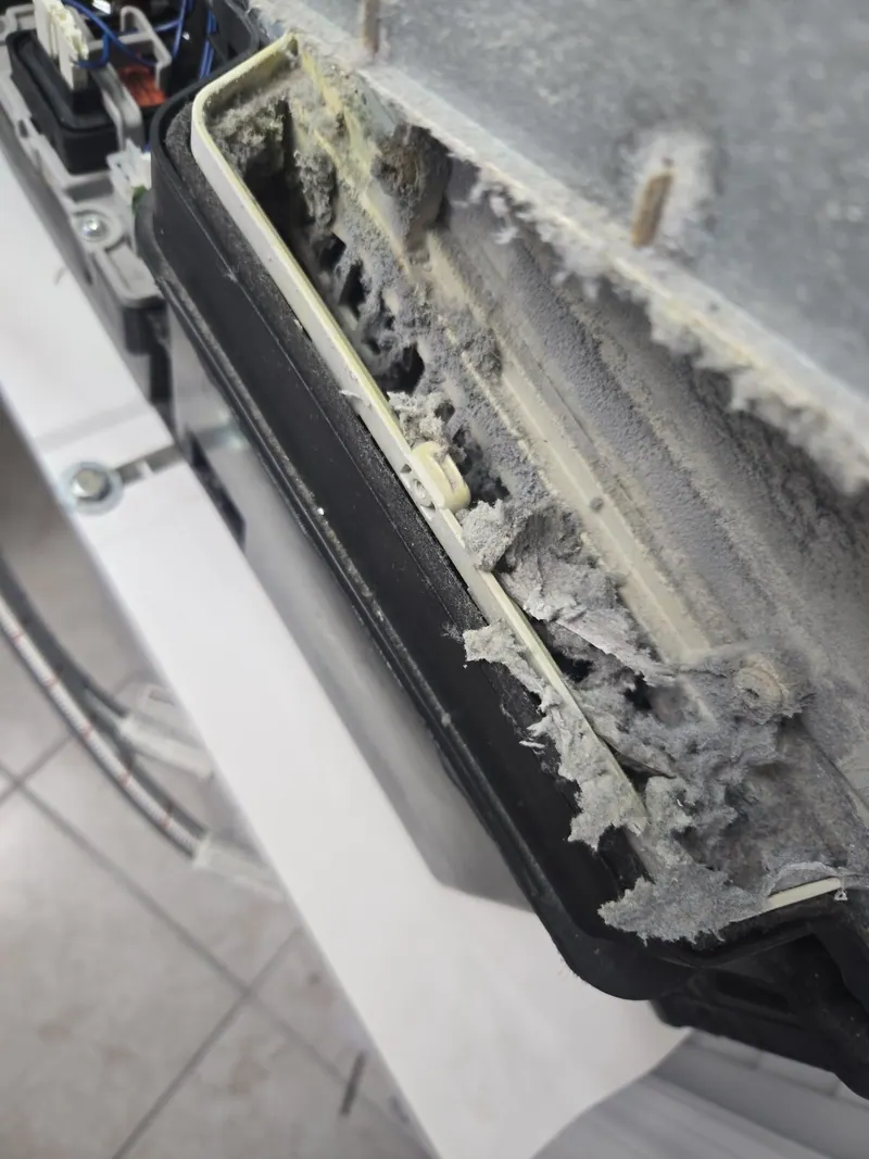 Heavy lint in the dryer blower housing