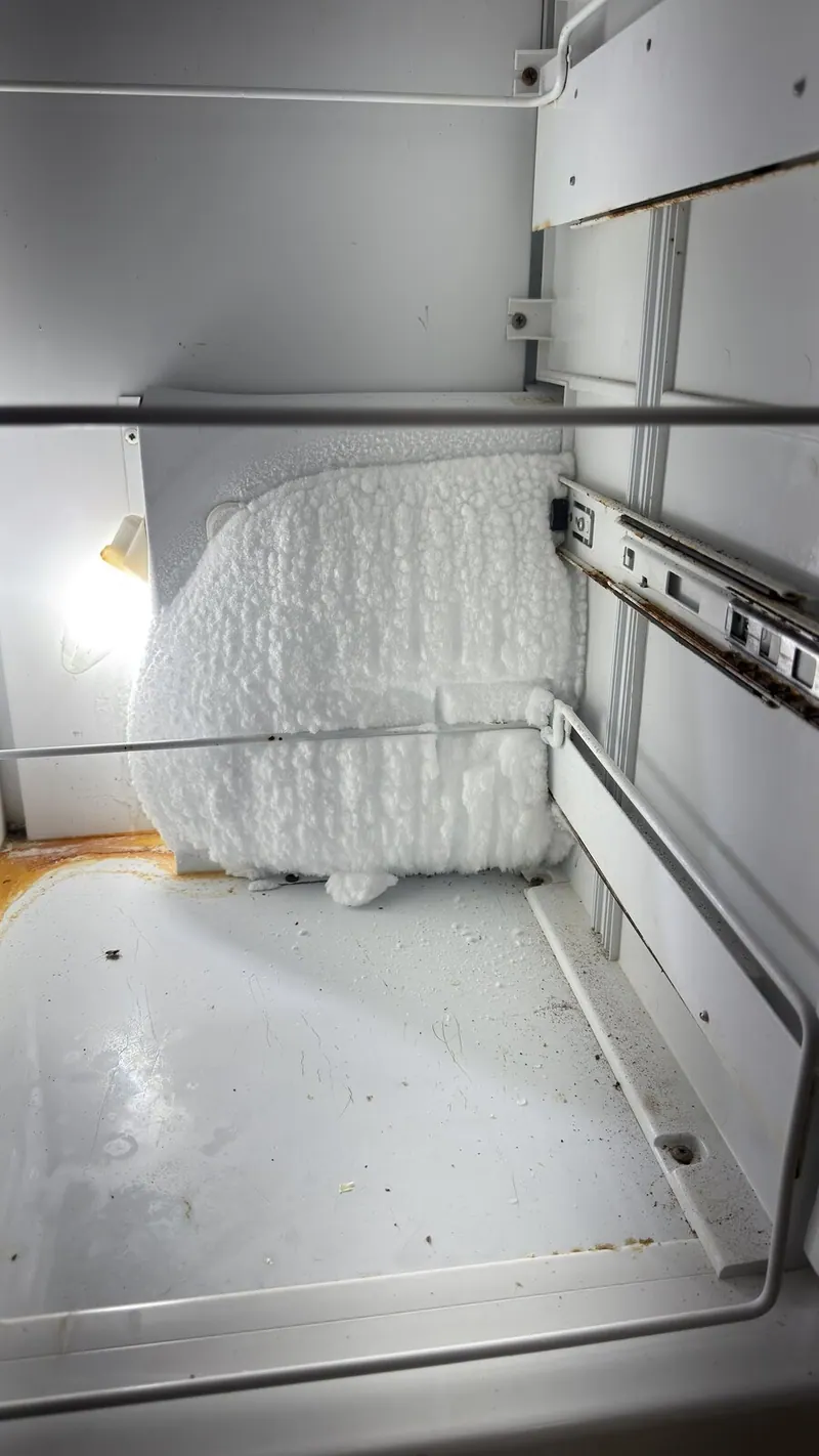 Block of ice inside the refrigerator