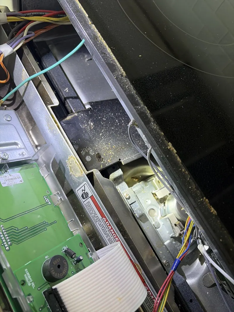 Control board and wiring inside the range