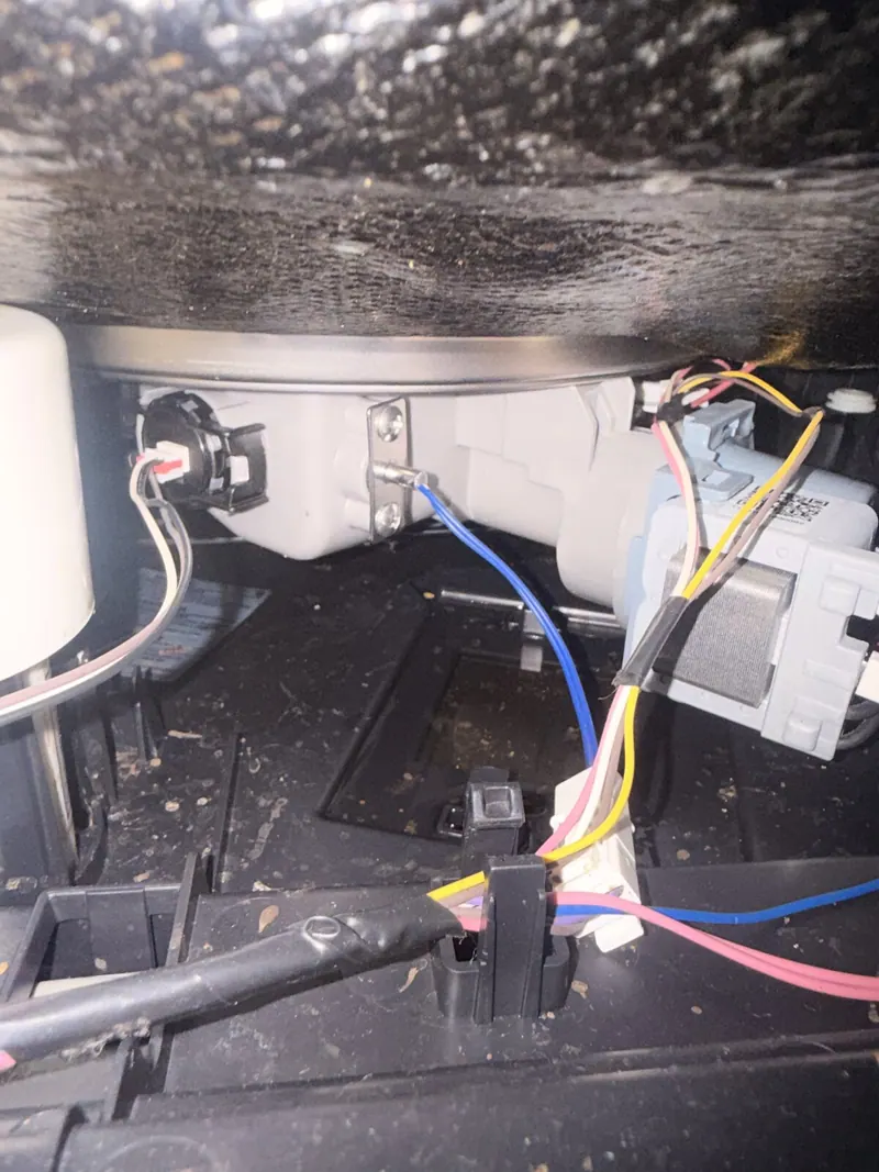 Wiring under the dishwasher during the repair