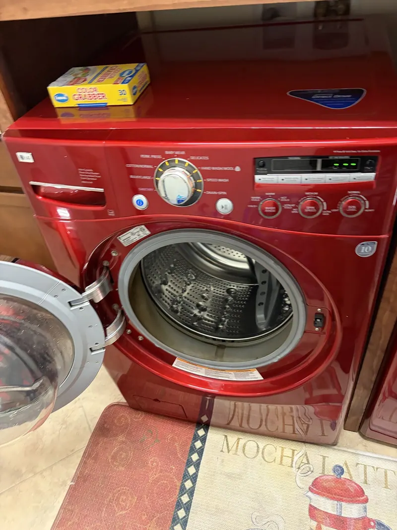 LG front-load washer with the door open