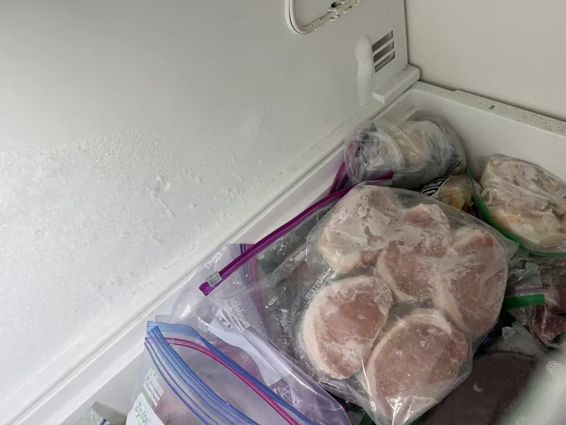 Frost on the freezer wall