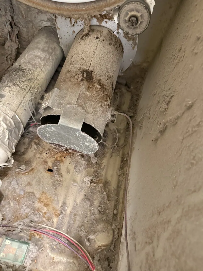 Lint buildup near the dryer heating element