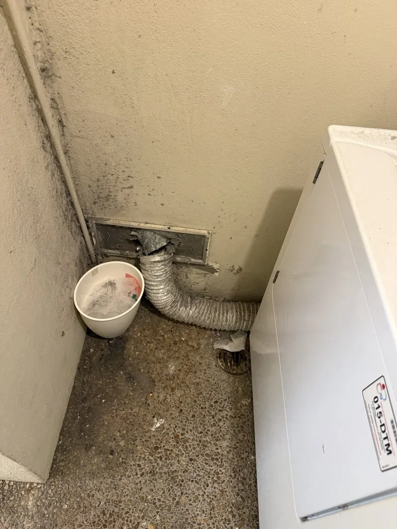 Dryer vent hose at the wall