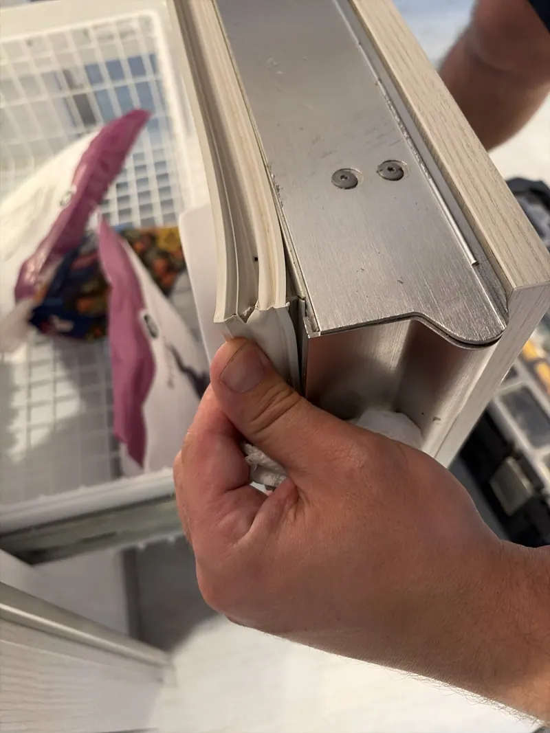 Torn refrigerator door gasket
