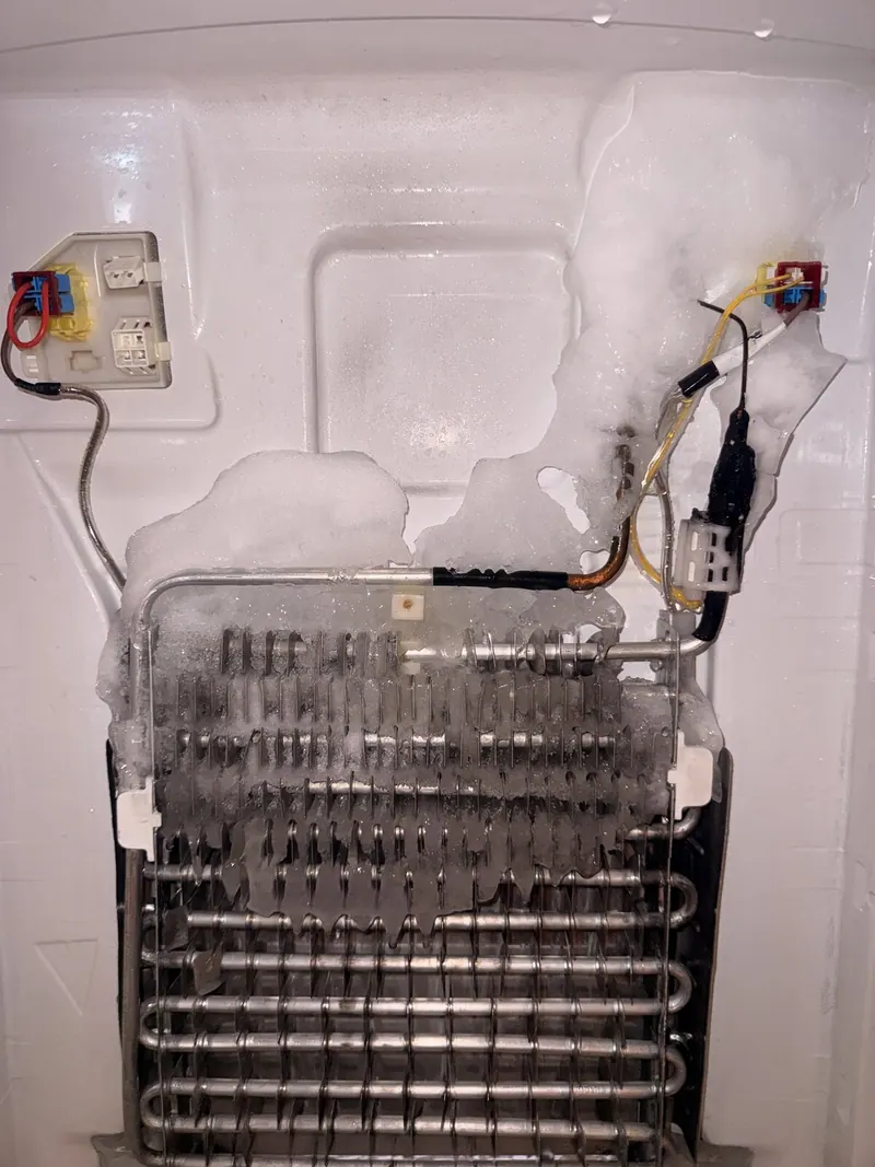 Frozen evaporator coils with ice buildup