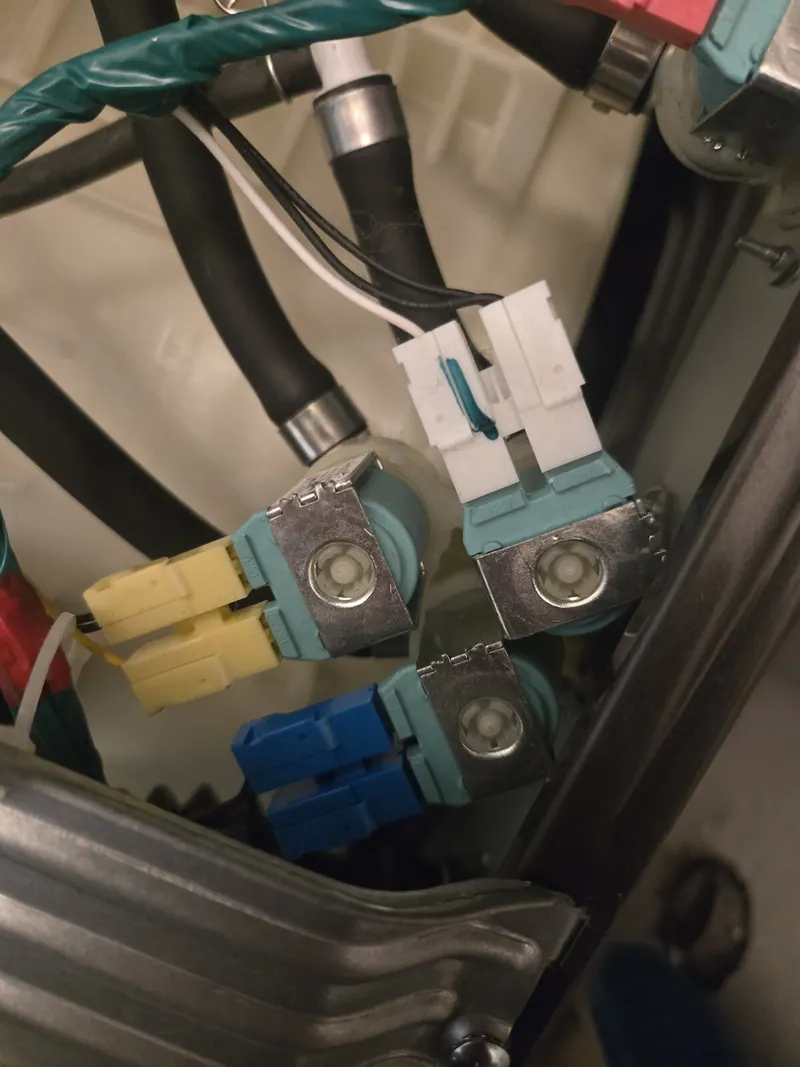 Water inlet valves with wiring harnesses