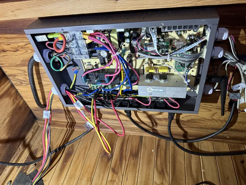 Open sauna control board in the wooden cabinet