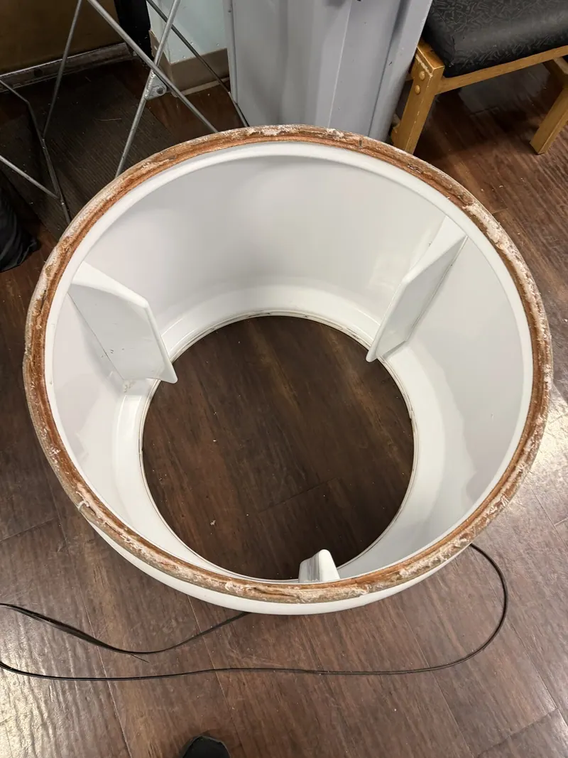 Dryer drum removed, with wear on the rim