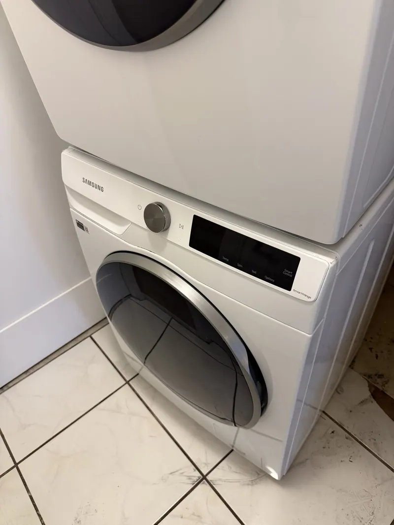 Stacked Samsung washer and dryer