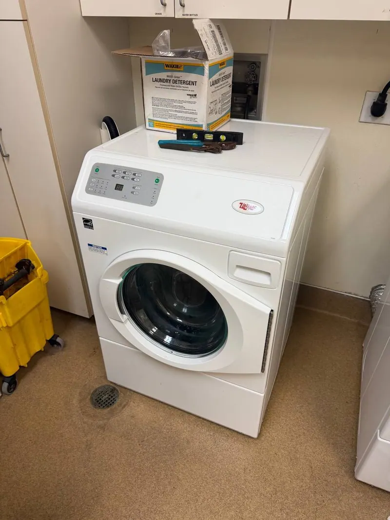 Front-load washer in the utility room