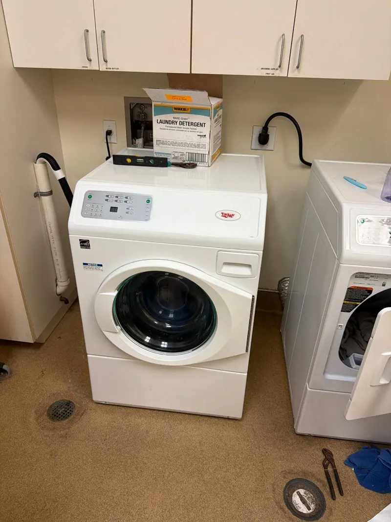 Front-load washer in the laundry room