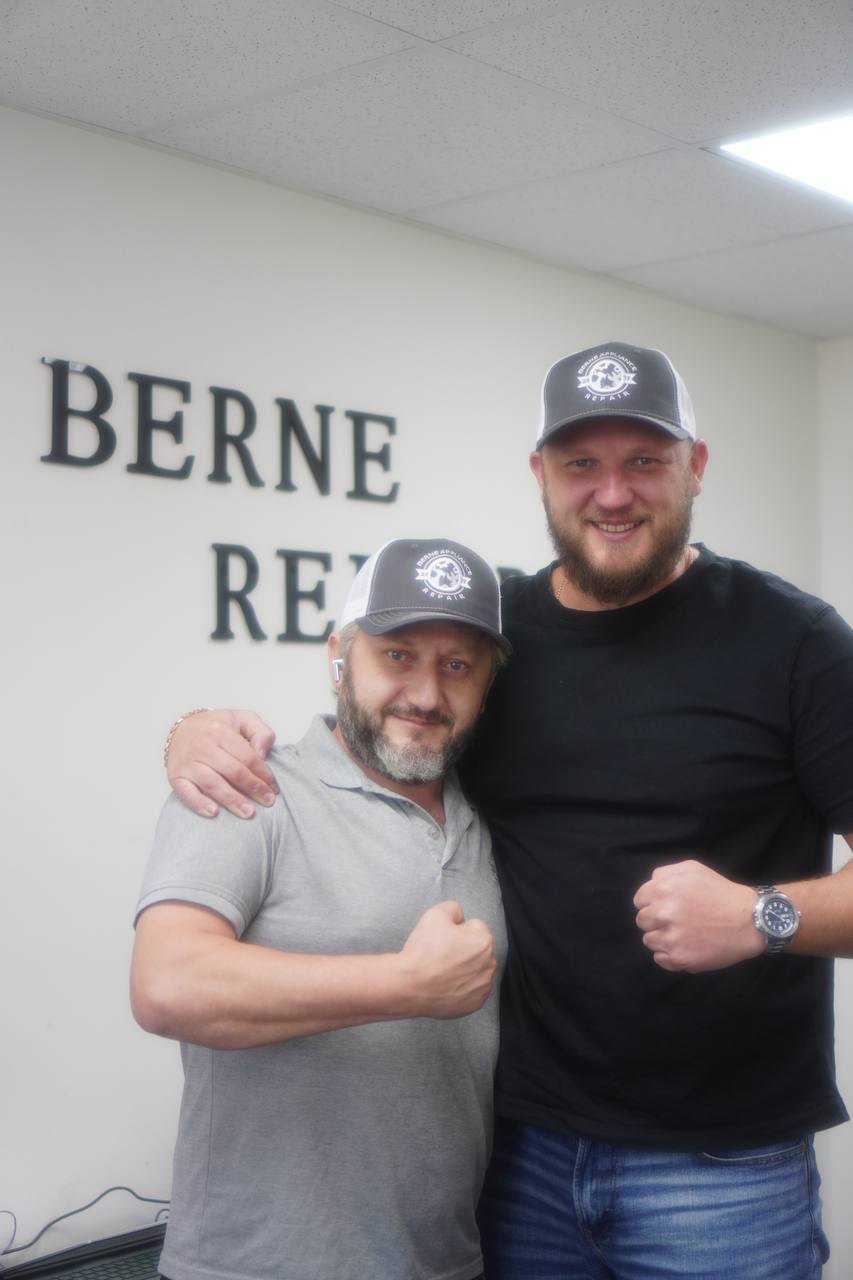 Akhmed Osmanov and Refat Bekirov, Berne Appliance Repair technicians, at the Berne Repair office in South Florida